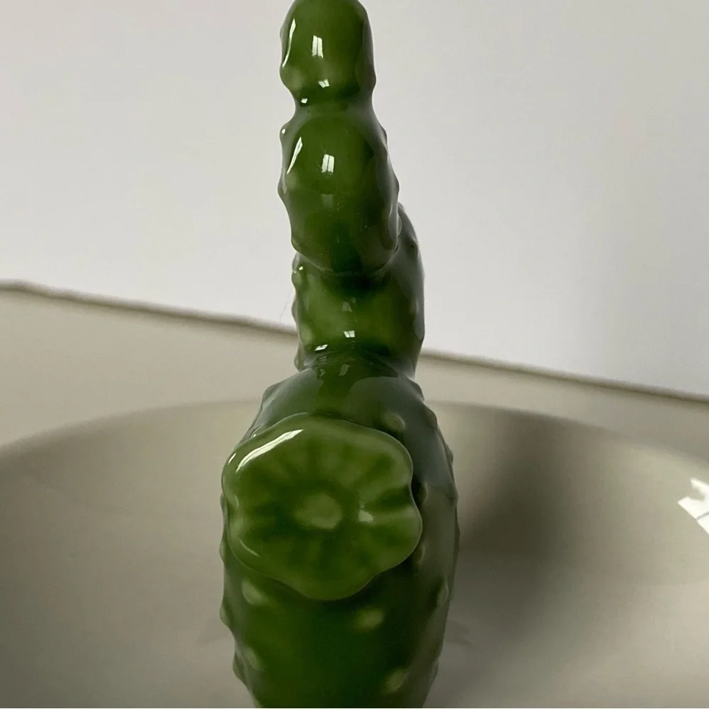 Cactus Ring Holder Dish Ceramic Vintage Jewelry Tray Green White Bowl Southwest